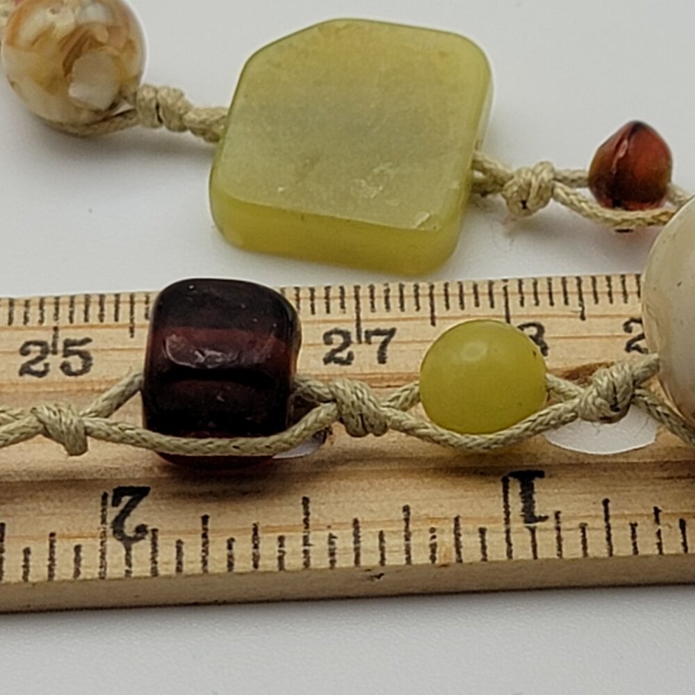 Vintage Artisan Hand Knotted Multicolor Agate Gemstone Cord Necklace 47" - Picture 11 of 11